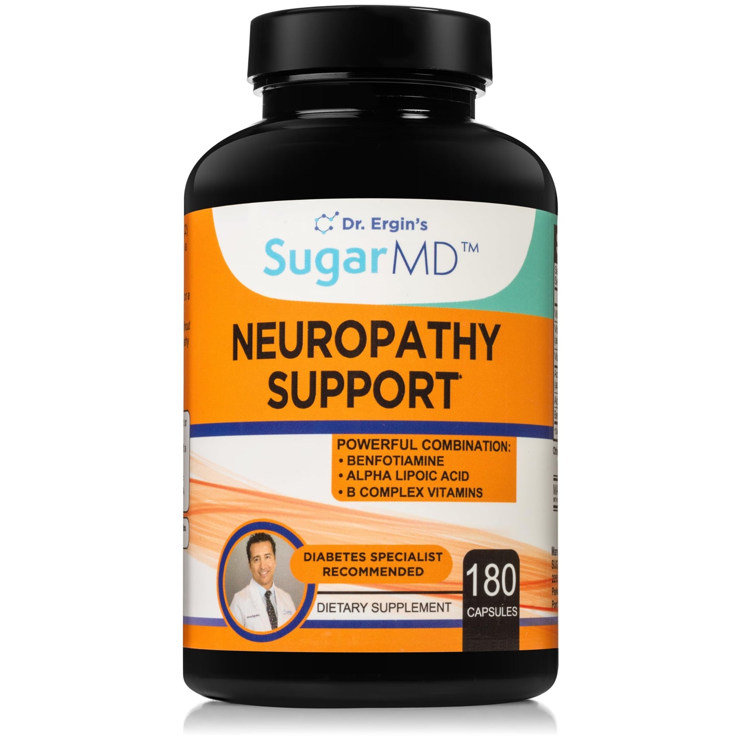 SugarMD Neuropathy Support Supplement โ 180 Nerve Supplement Capsules with Alpha Lipoic Acid Benfotiamine & Vitamin D3 B6 B12 - Nerve Support Supplement for Feet Hands Fingers & Legs - 90 Day Supply